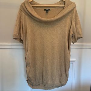 Alfani Woman Off the Shoulder Cowl Neck Shimmery Gold Blouse Size 1X